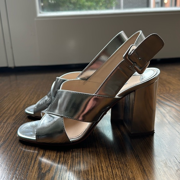 Prada Metallic Silver Block Heels - Picture 5 of 7